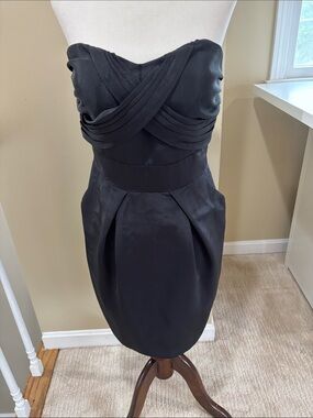 BCBGeneration Strapless Black Pleated Bust Cocktail Dress Size 10 EUC